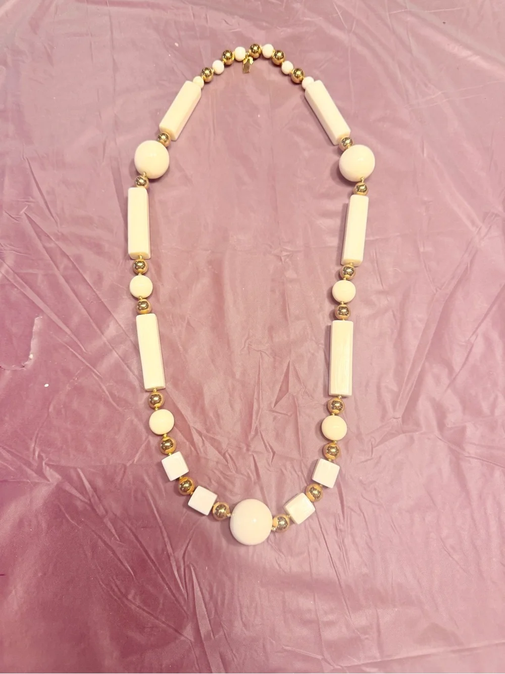 Kate Spade MARINA BAY CHUNKY BEADS CREAM IVORY GOLD Long Station Necklace